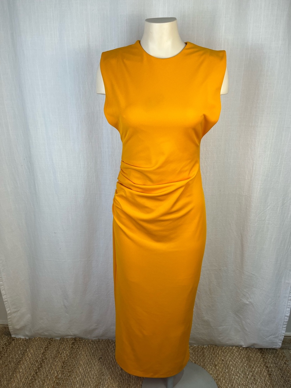 Zara Sleeveless Midi Dress in Bright Yellow
